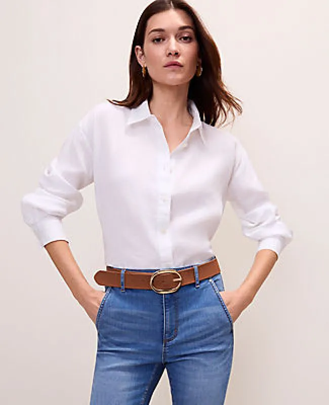 Ann Taylor Weekend Linen Button Down Shirt made by Ann Taylor