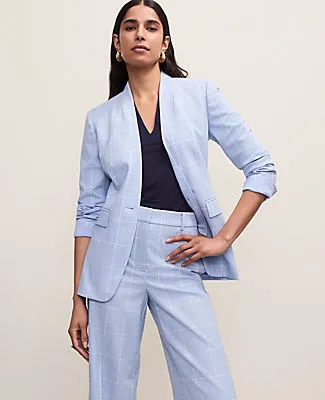 Ann Taylor The Petite Collarless Belted Blazer in Windowpane sold by Ann Taylor product image thumbnail 2