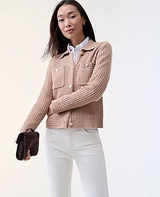 Ann Taylor Textured Stitch Sweater Jacket sold by Ann Taylor product image thumbnail 3