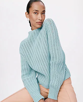 Ann Taylor Pointelle Mock Neck Sweater sold by Ann Taylor