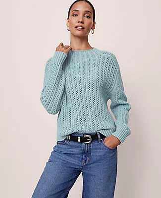 Ann Taylor Pointelle Mock Neck Sweater sold by Ann Taylor product image thumbnail 2