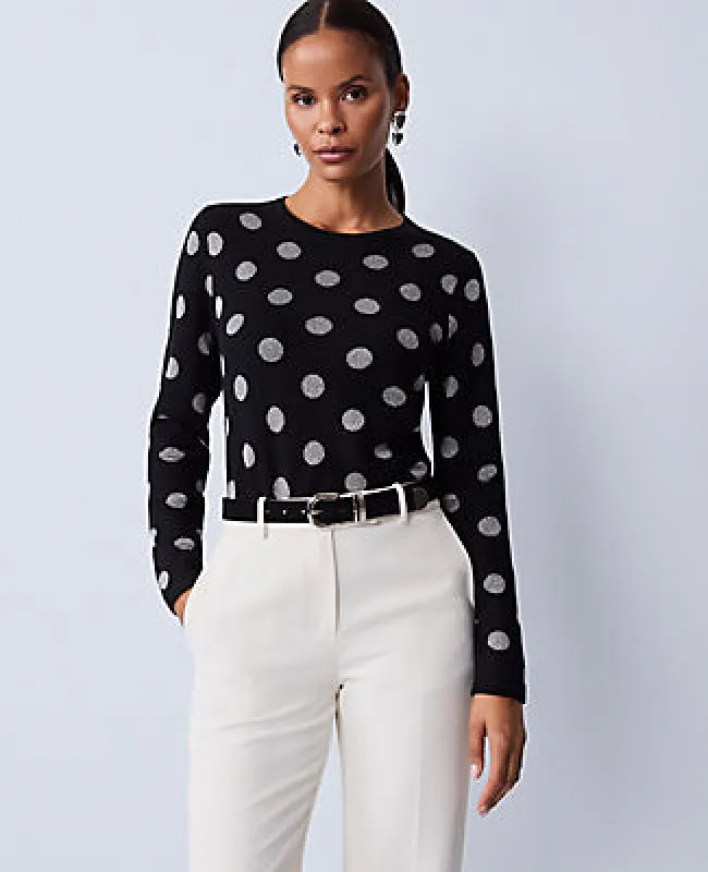 Ann Taylor Dotted Essential Crew Neck Sweater made by Ann Taylor
