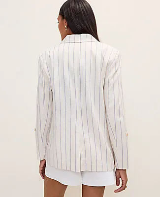 Ann Taylor Petite Weekend Striped Blazer in Linen Blend sold by Ann Taylor product image thumbnail 2