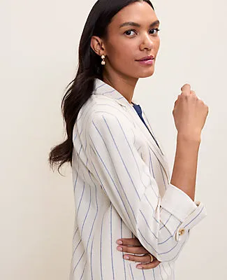 Ann Taylor Petite Weekend Striped Blazer in Linen Blend sold by Ann Taylor product image thumbnail 3