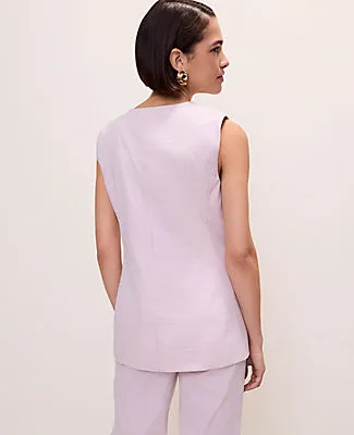 Ann Taylor The Petite Long Crew Neck Vest in Seersucker sold by Ann Taylor product image thumbnail 2