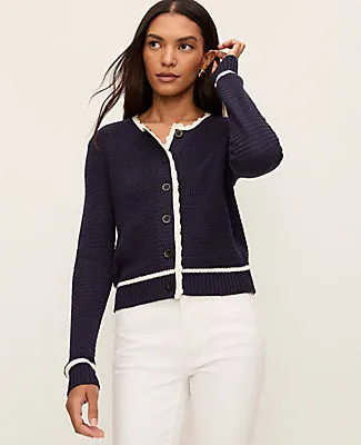 Ann Taylor Scalloped Trim Cardigan sold by Ann Taylor