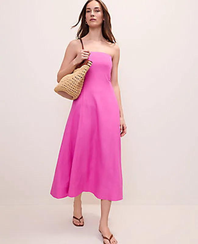 Ann Taylor Strapless Linen Blend Midi Dress made by Ann Taylor