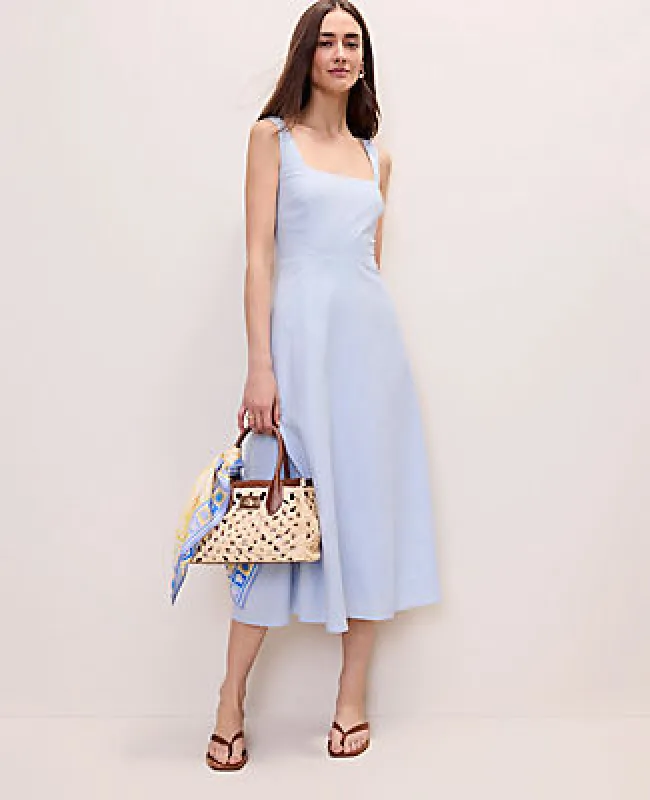 Ann Taylor Petite Flare Midi Dress in Linen Blend made by Ann Taylor