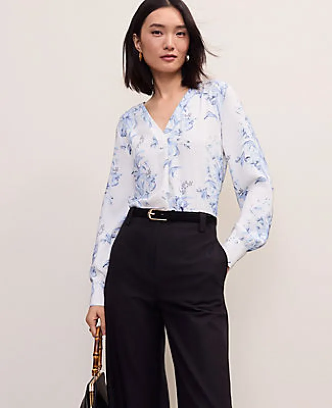 Ann Taylor Petite Floral Pleat Front Top made by Ann Taylor