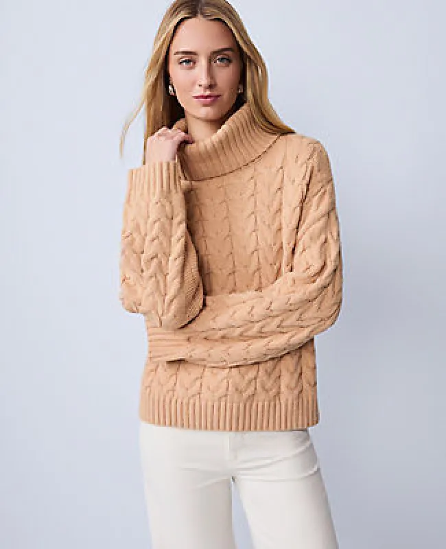 Ann Taylor Weekend Collection Cable Turtleneck Sweater made by Ann Taylor