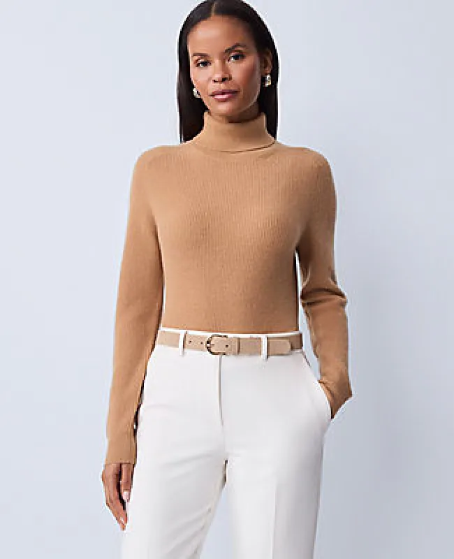 Ann Taylor Studio Collection Cashmere Ribbed Turtleneck Sweater made by Ann Taylor