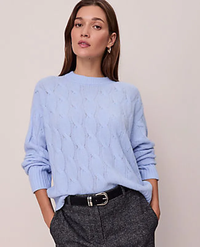 Ann Taylor Cable Crew Neck Sweater made by Ann Taylor