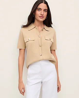 Ann Taylor Collared Short Sleeve Cardigan sold by Ann Taylor