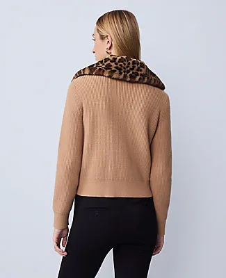 Ann Taylor Weekend Collection Faux Fur Trim Ribbed Jacket sold by Ann Taylor product image thumbnail 3