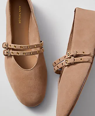 Ann Taylor Weekend Studded Suede Mary Jane Flat sold by Ann Taylor product image thumbnail 2