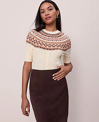Ann Taylor Fair Isle Cable Sweater Tee sold by Ann Taylor product image thumbnail 3