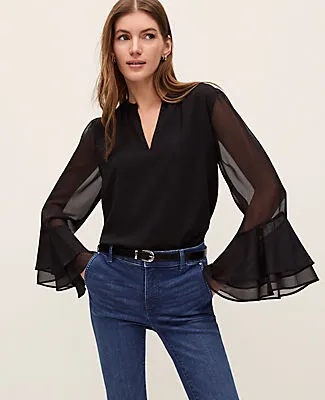 Ann Taylor Petite Weekend Ruffle Blouse sold by Ann Taylor