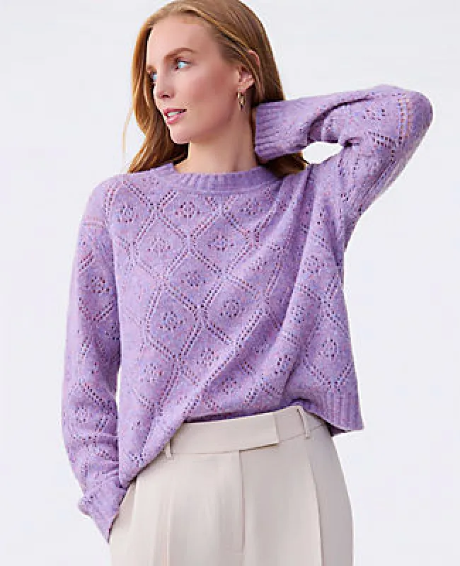 Ann Taylor Pointelle Crew Neck Sweater made by Ann Taylor