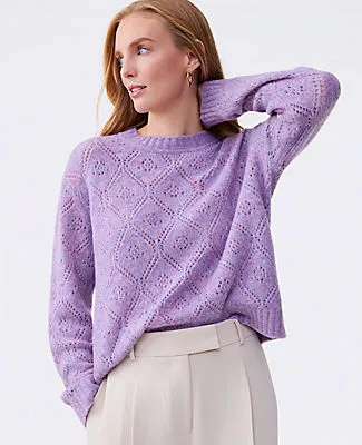 Ann Taylor Pointelle Crew Neck Sweater sold by Ann Taylor