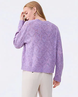Ann Taylor Pointelle Crew Neck Sweater sold by Ann Taylor product image thumbnail 2