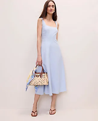 Ann Taylor Petite Flare Midi Dress in Linen Blend sold by Ann Taylor