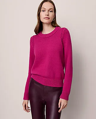 Ann Taylor Shoulder Detail Crew Neck Sweater sold by Ann Taylor product image thumbnail 4