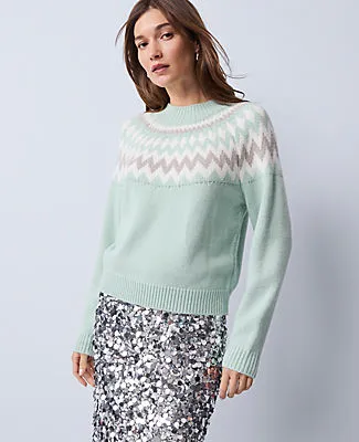 Ann Taylor Fair Isle Mock Neck Sweater sold by Ann Taylor
