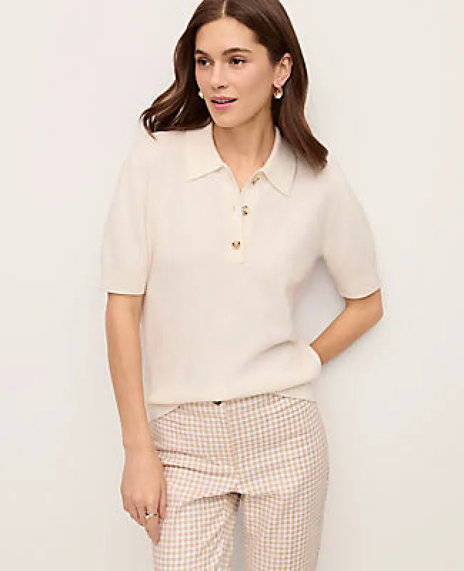 Ann Taylor Cashmere Polo Sweater made by Ann Taylor