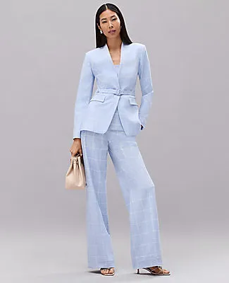 Ann Taylor The Petite Collarless Belted Blazer in Windowpane sold by Ann Taylor product image thumbnail 4