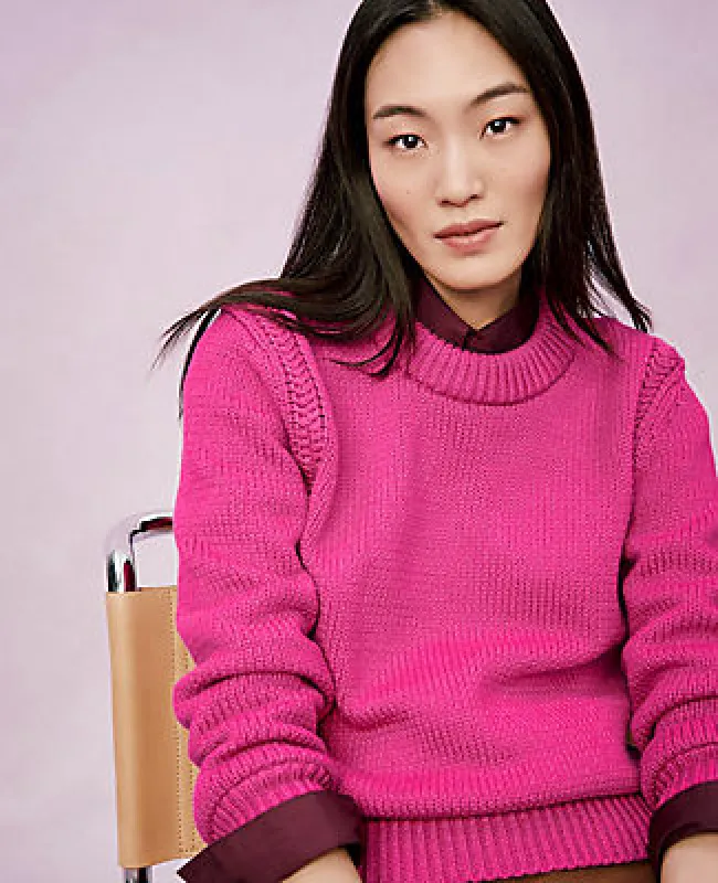 Ann Taylor Shoulder Detail Crew Neck Sweater made by Ann Taylor