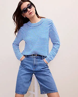 Ann Taylor Weekend Striped Crew Neck Sweater sold by Ann Taylor