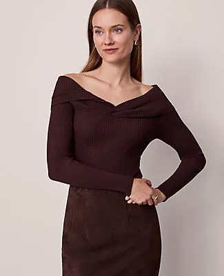 Ann Taylor Twisted Off-The-Shoulder Sweater sold by Ann Taylor product image thumbnail 2