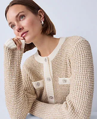 Ann Taylor Metallic Waffle Knit Sweater Jacket sold by Ann Taylor
