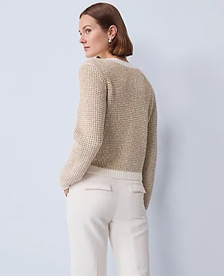 Ann Taylor Metallic Waffle Knit Sweater Jacket sold by Ann Taylor product image thumbnail 2