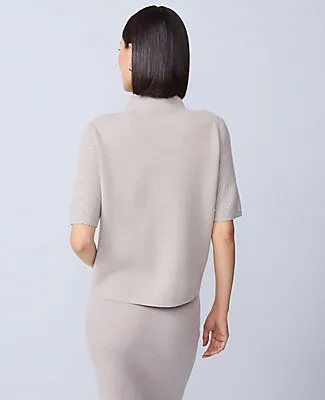 Ann Taylor Embellished Mock Neck Sweater Tee sold by Ann Taylor product image thumbnail 3