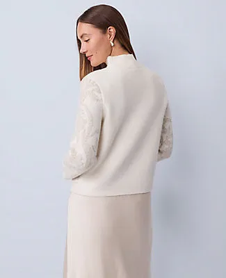 Ann Taylor Shimmer Jacquard Mock Neck Sweater sold by Ann Taylor product image thumbnail 2