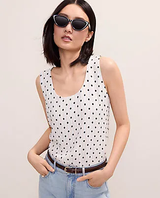 Ann Taylor Polka Dot Mixed Media Tank Top sold by Ann Taylor