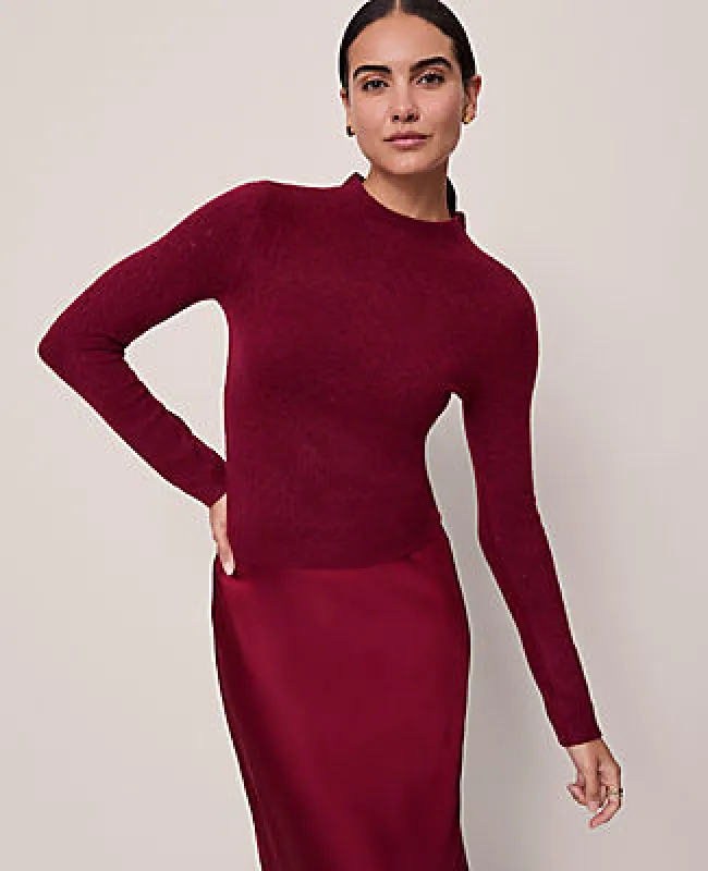 Ann Taylor Pointelle Mock Neck Sweater made by Ann Taylor