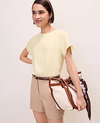 Ann Taylor Petite Mixed Media Crew Neck Tee sold by Ann Taylor