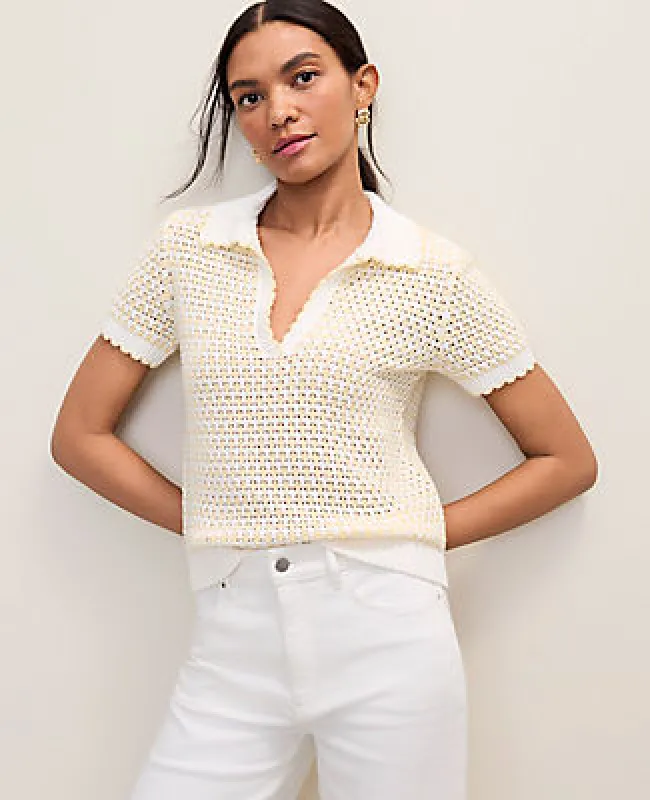 Ann Taylor Weekend Texture Stitch Polo Sweater made by Ann Taylor