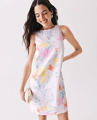 Ann Taylor Petite Floral Shift Dress in Linen Blend sold by Ann Taylor product image thumbnail 3