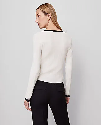 Ann Taylor Contrast Trim Cardigan sold by Ann Taylor product image thumbnail 2
