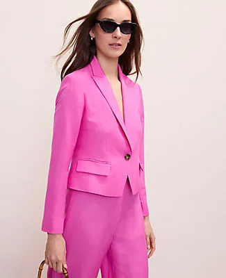 Ann Taylor The Petite Shorter Single Button Blazer in Linen Blend sold by Ann Taylor