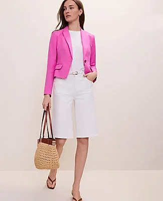 Ann Taylor The Petite Shorter Single Button Blazer in Linen Blend sold by Ann Taylor product image thumbnail 3