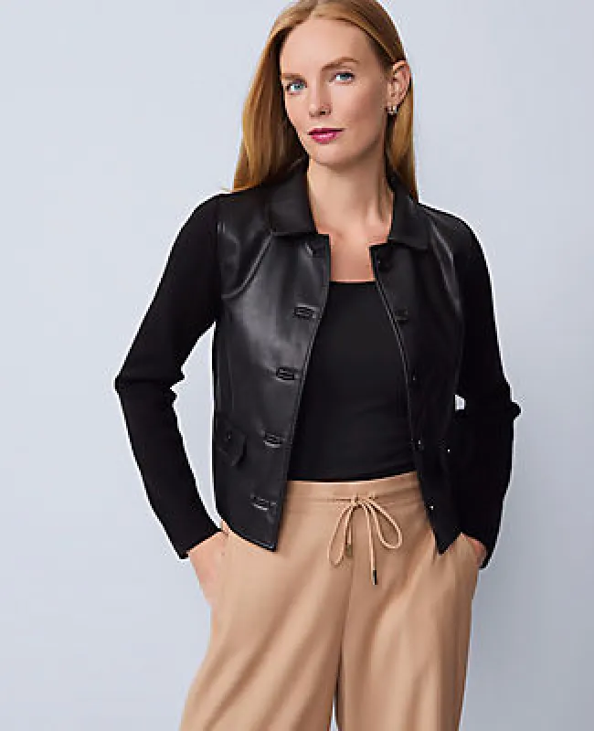 Ann Taylor Mixed Media Collared Jacket made by Ann Taylor