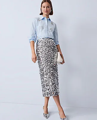 Ann Taylor Sequin Column Midi Skirt sold by Ann Taylor