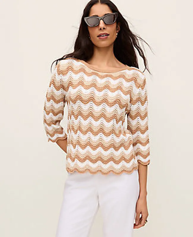 Ann Taylor Striped Crochet Sweater made by Ann Taylor