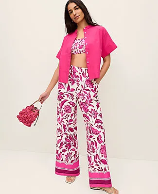 Ann Taylor The Floral Easy Fit Wide-Leg Pant in Linen sold by Ann Taylor
