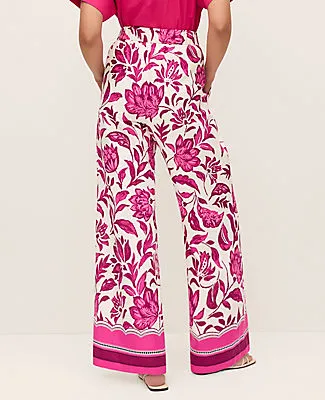 Ann Taylor The Floral Easy Fit Wide-Leg Pant in Linen sold by Ann Taylor product image thumbnail 3