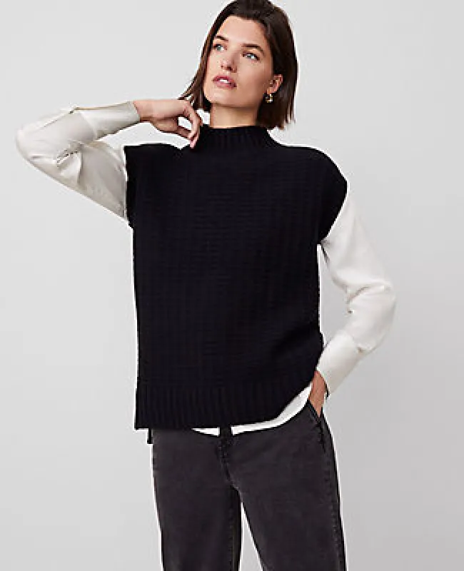 Ann Taylor Cashmere Geo Stitch Vest made by Ann Taylor